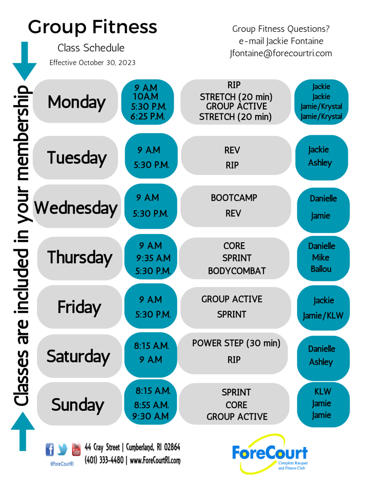 Group Fitness Fall 2023 Schedule 